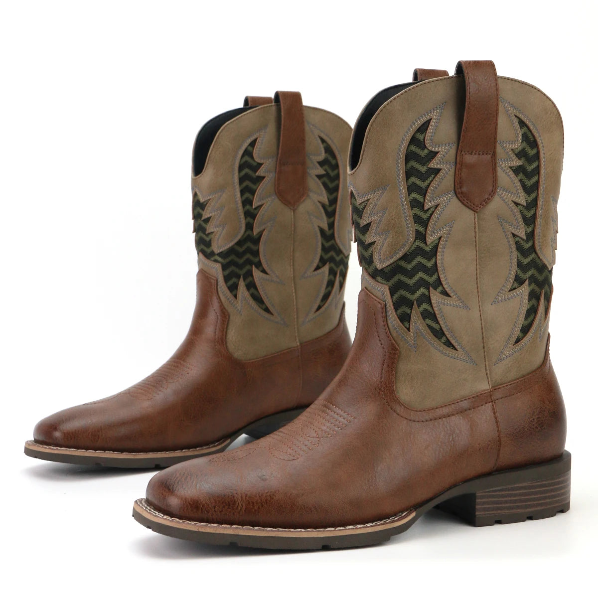 Herre Boots Vintage Brodert Lær og Tekstil 2