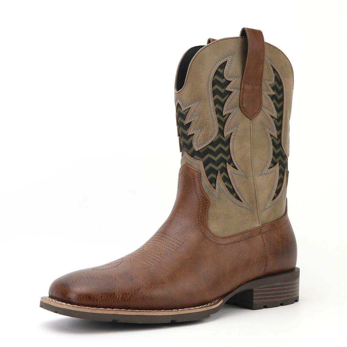 Herre Boots Vintage Brodert Lær og Tekstil 4