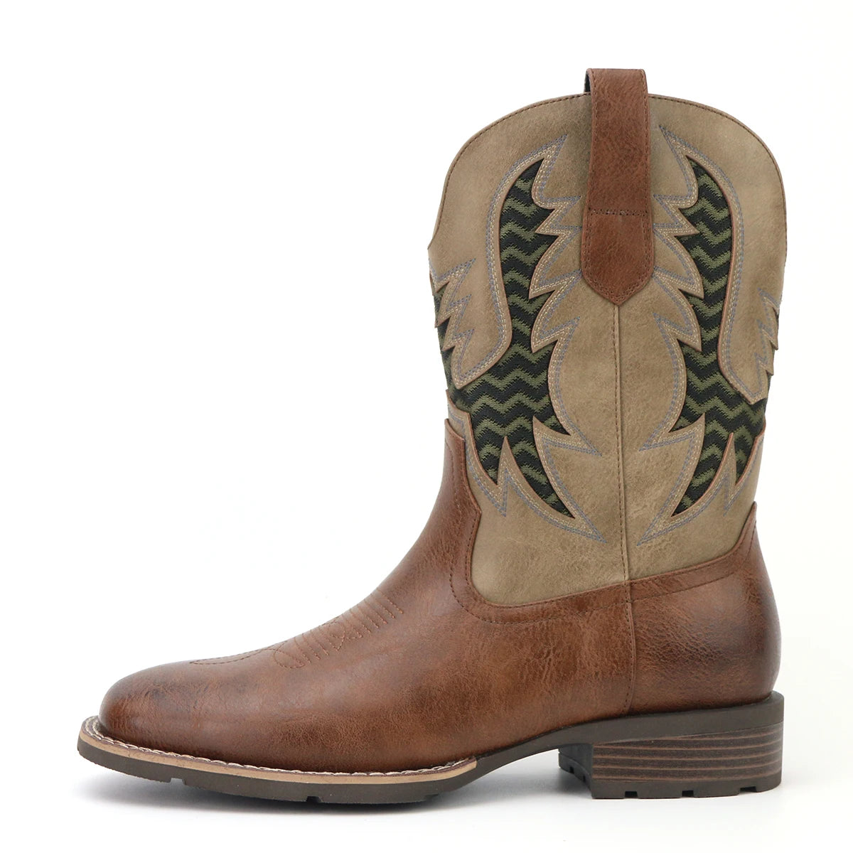 Herre Boots Vintage Brodert Lær og Tekstil 5