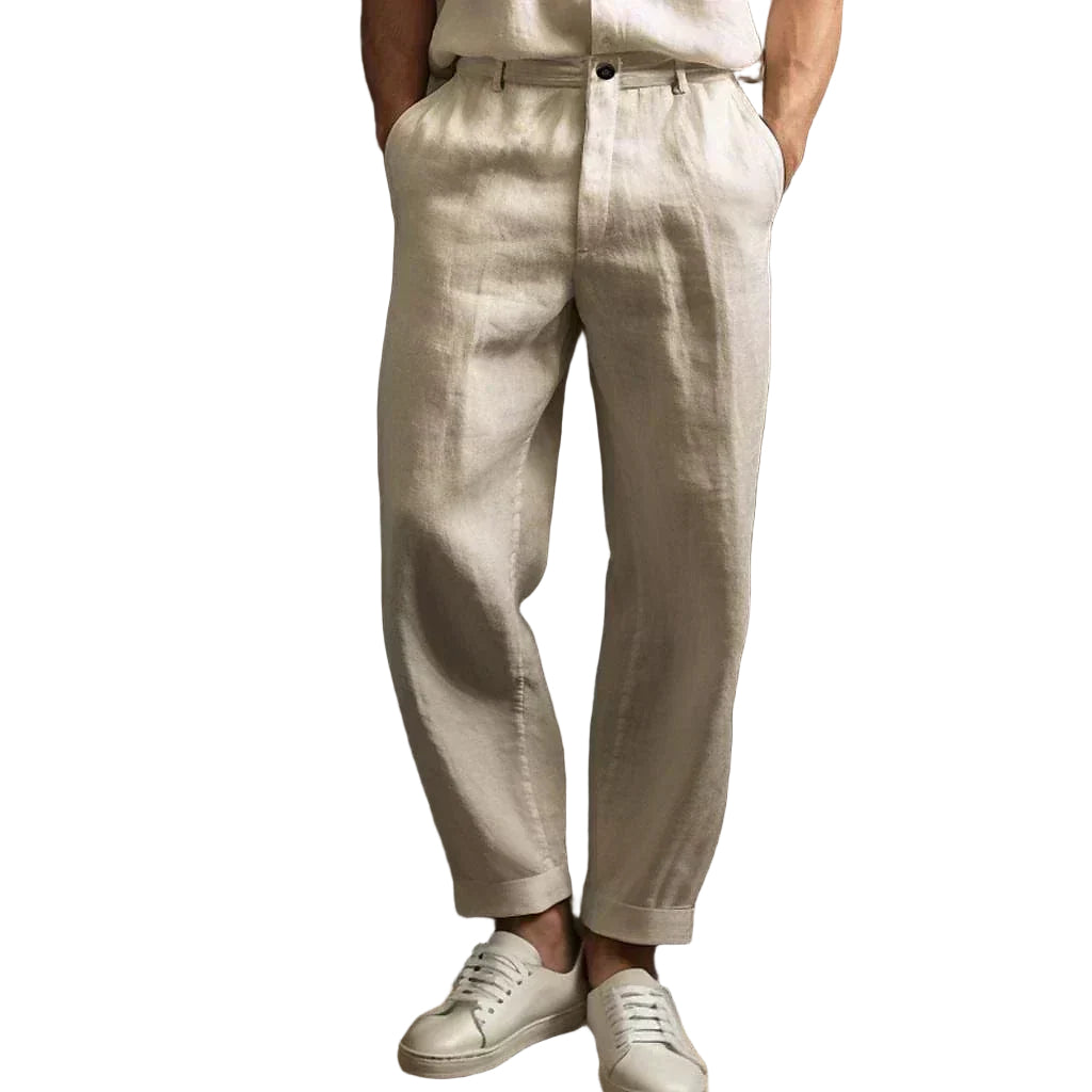 Herre Bukser Rett Ben Lin For Vår/Sommer 0