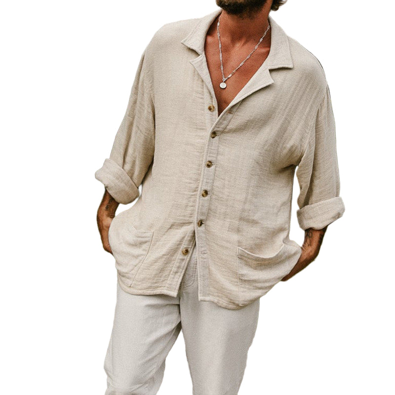 Herre Button-Up Skjorte Avslappet Passform Langermet 0