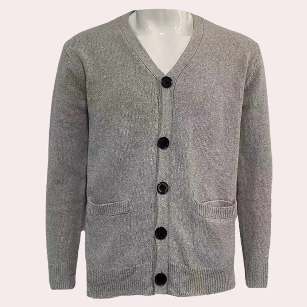 Herre Cardigan med V-hals og Knapper 2