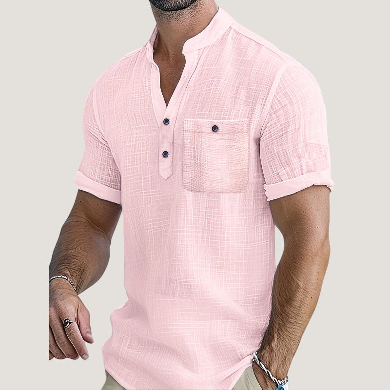 Herre Chemise Kortermet V-hals Rayon 1