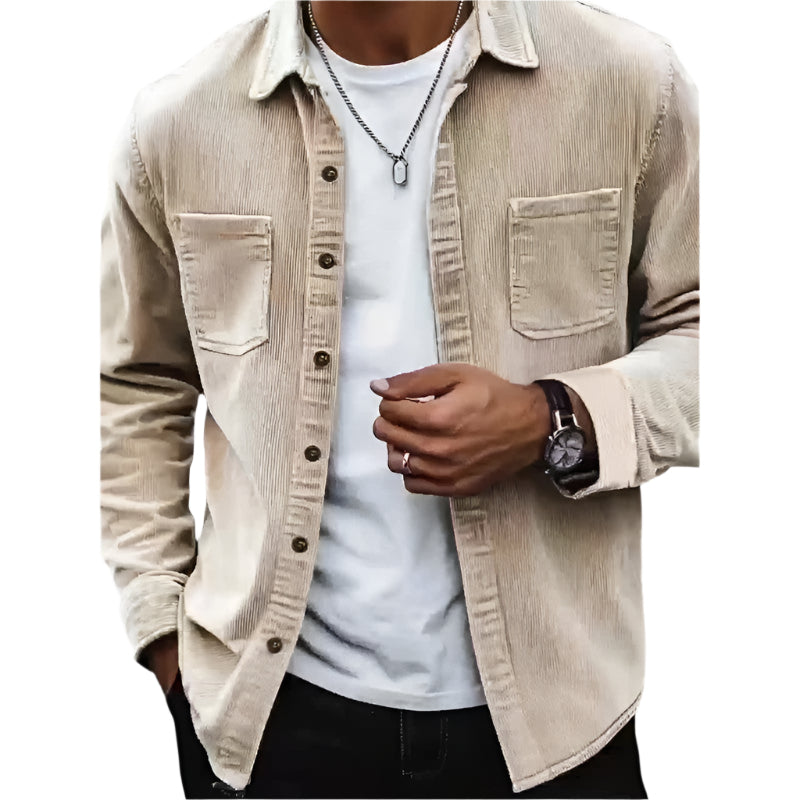 Herre Chemise Veste i Kordfløyel Komfortabel Høst 0