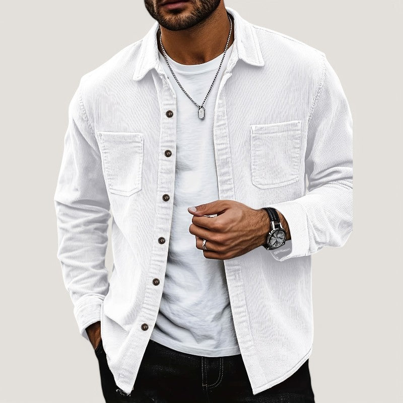 Herre Chemise Veste i Kordfløyel Komfortabel Høst 5