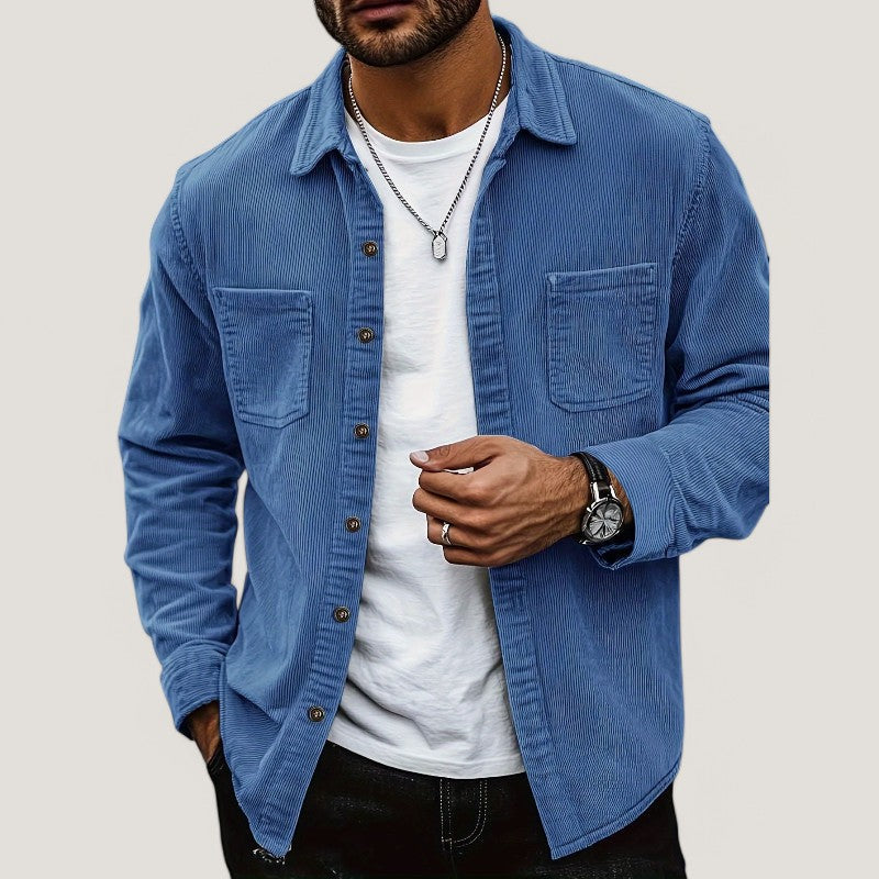 Herre Chemise Veste i Kordfløyel Komfortabel Høst 7