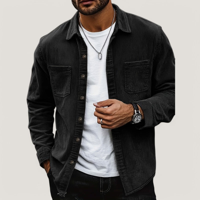 Herre Chemise Veste i Kordfløyel Komfortabel Høst 8