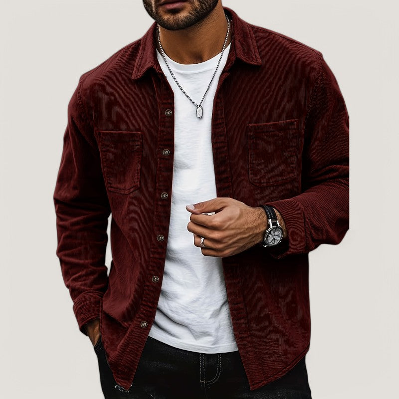 Herre Chemise Veste i Kordfløyel Komfortabel Høst 9