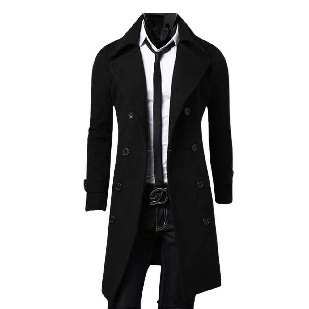 Herre Dobbeltradet Trenchcoat Stilig 0