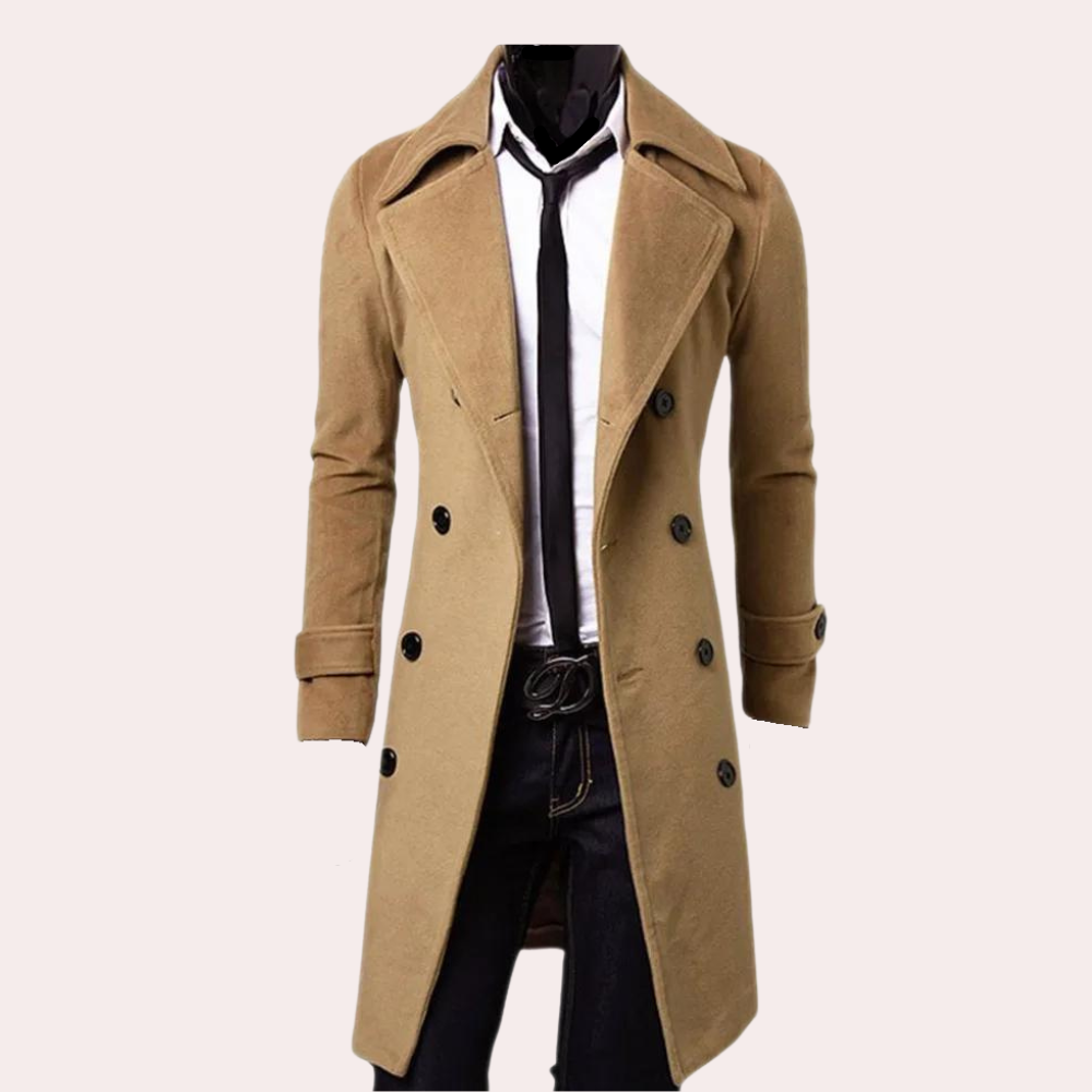 Herre Dobbeltradet Trenchcoat Stilig 3