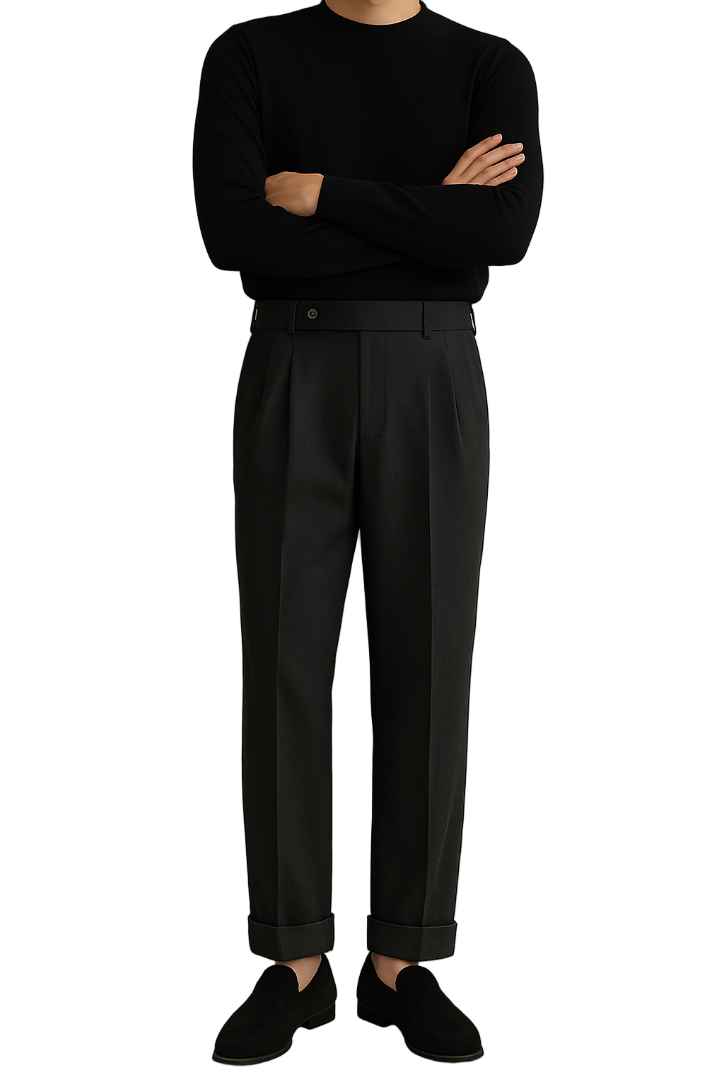 Herre Dressbukser Ullblanding Skreddersydd Passform Høy Midje 0