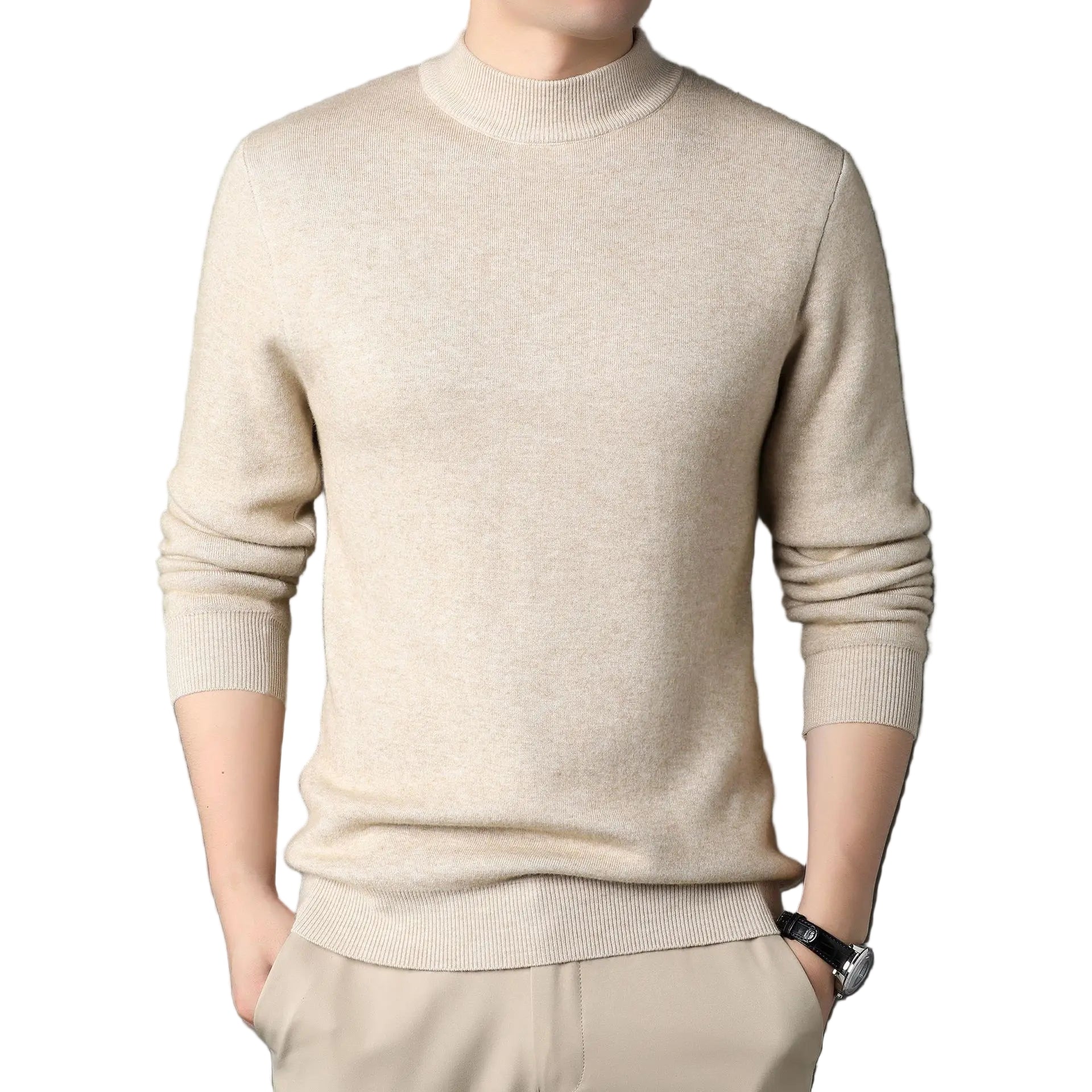 Herre Halvpolo Strikket Stilren 0