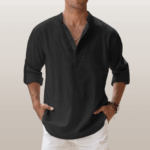 Herre Henley Skjorte Linstoff Langermet 7