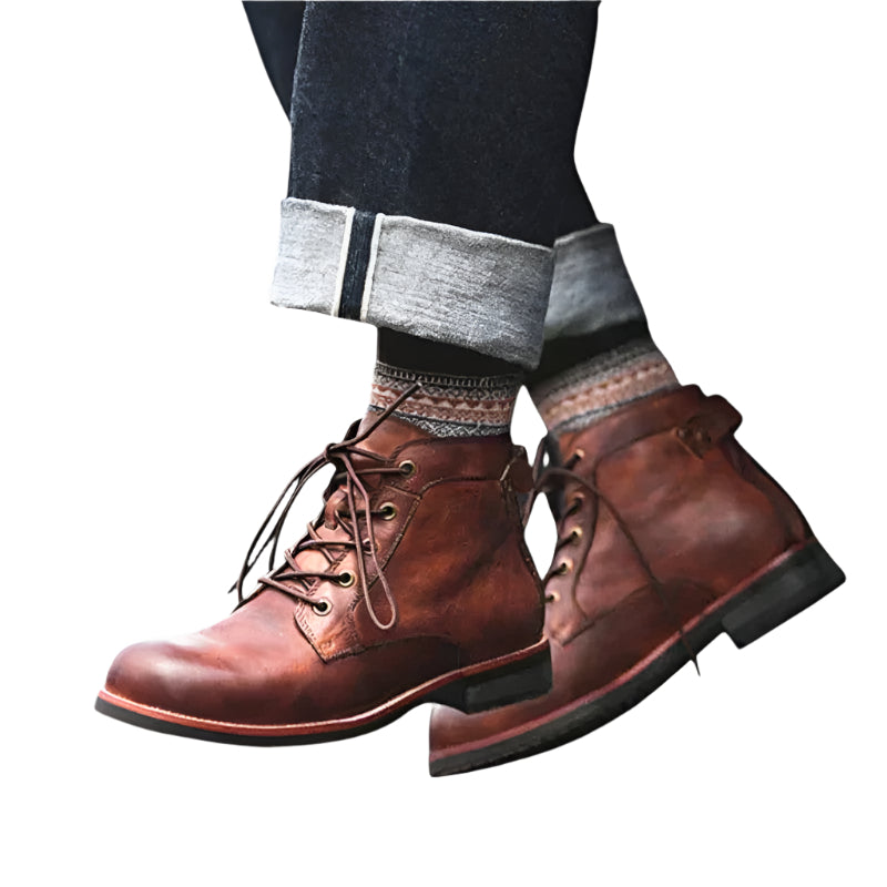 Herre Høye Støvler Lær Robust Design 4