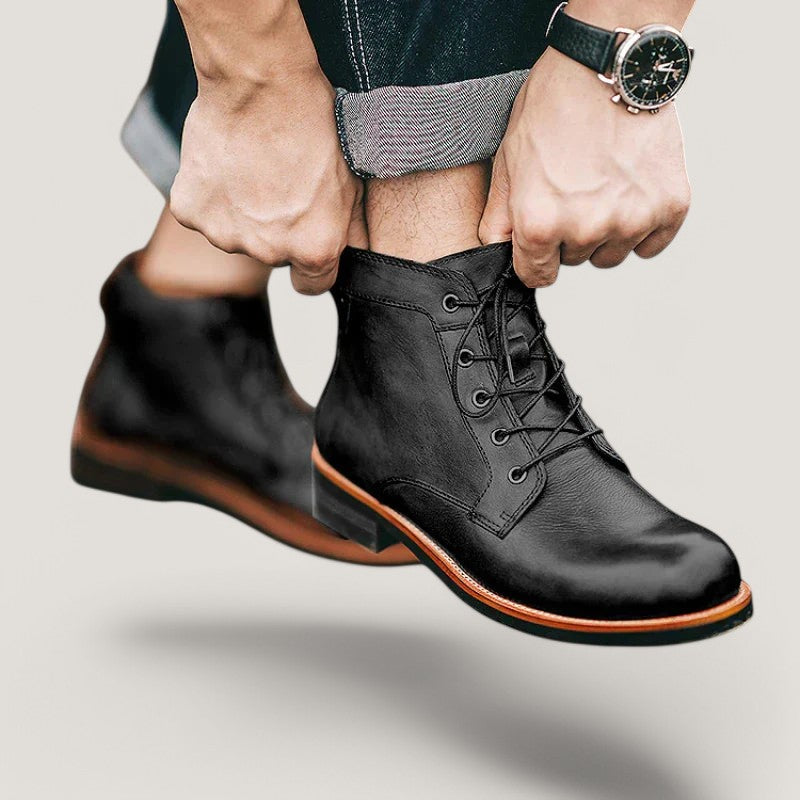 Herre Høye Støvler Lær Robust Design 5