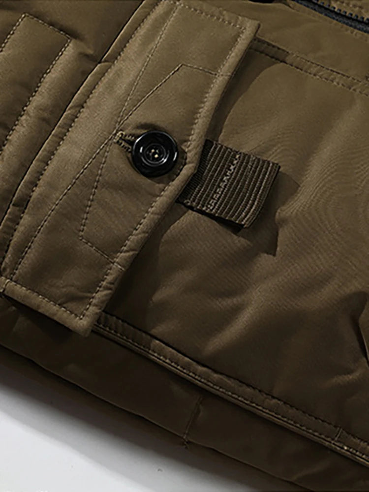 Herre Jakke Lang med Raccoon Pelskrage Casual 3