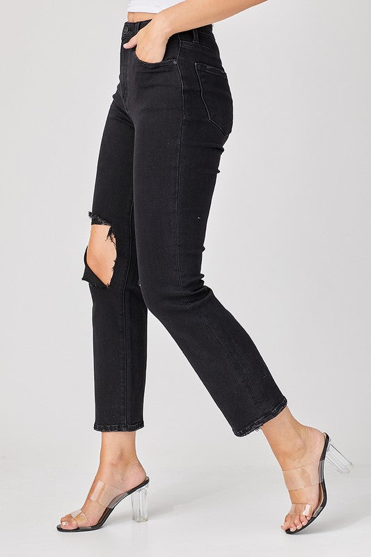 Herre Jeans Avslappet Slitt Denim Svart 2