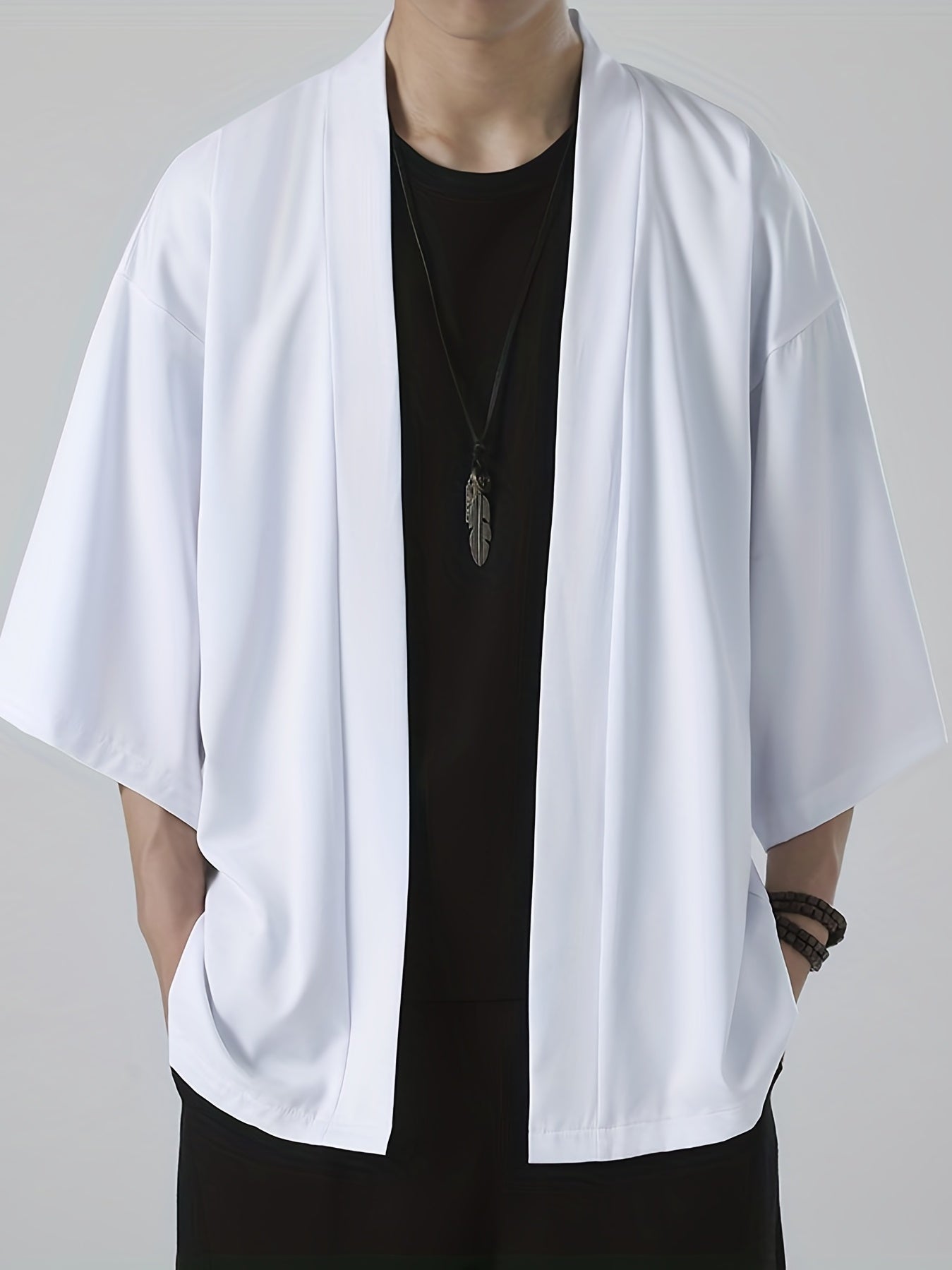 Herre Kimono i Japansk Stil med Åpen Front 1