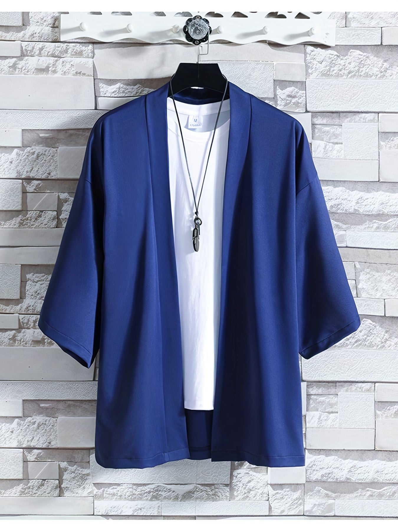 Herre Kimono i Japansk Stil med Åpen Front 2