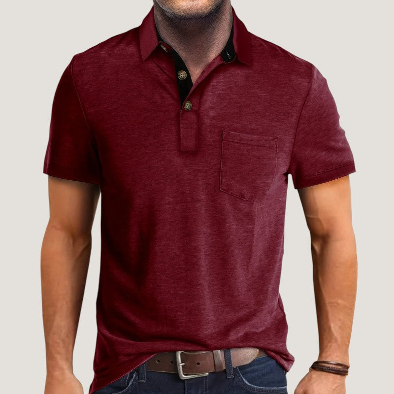 Herre Kortermet Skjorte Fargeblokk Design Polyester 2