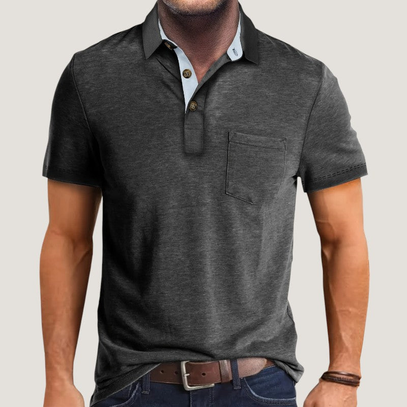 Herre Kortermet Skjorte Fargeblokk Design Polyester 3