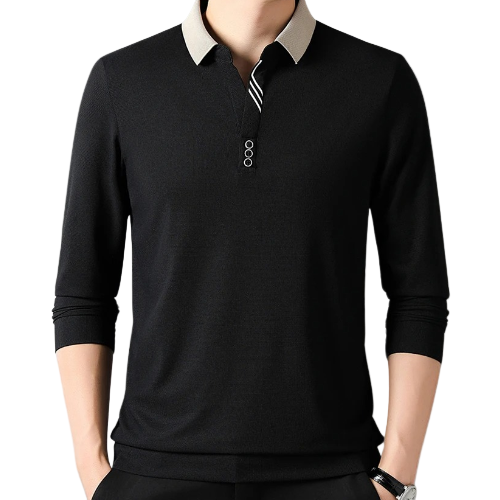 Herre Langermet Poloshirt i Klassisk Stil 1