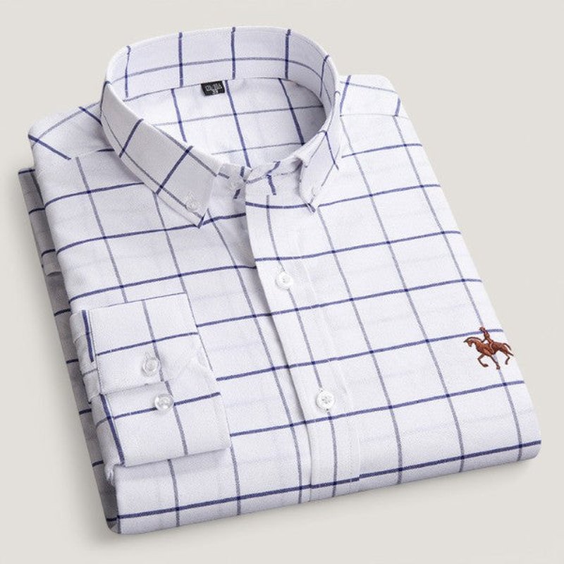 Herre Langermet Skjorte Klassisk Design Bomull 6