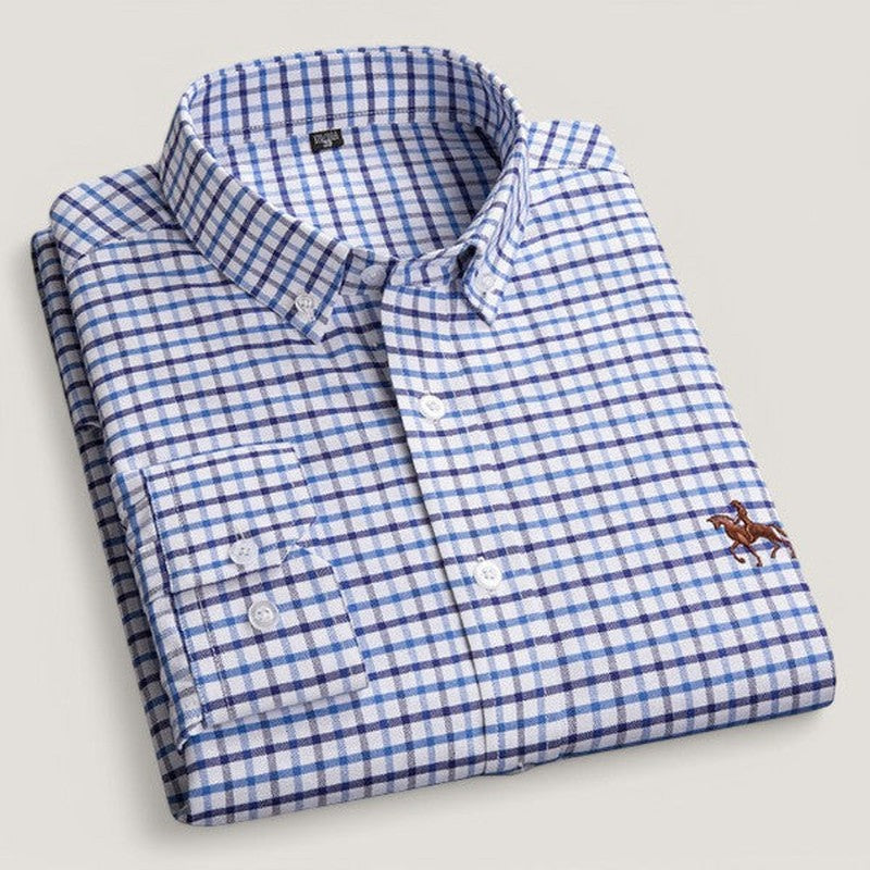 Herre Langermet Skjorte Klassisk Design Bomull 7