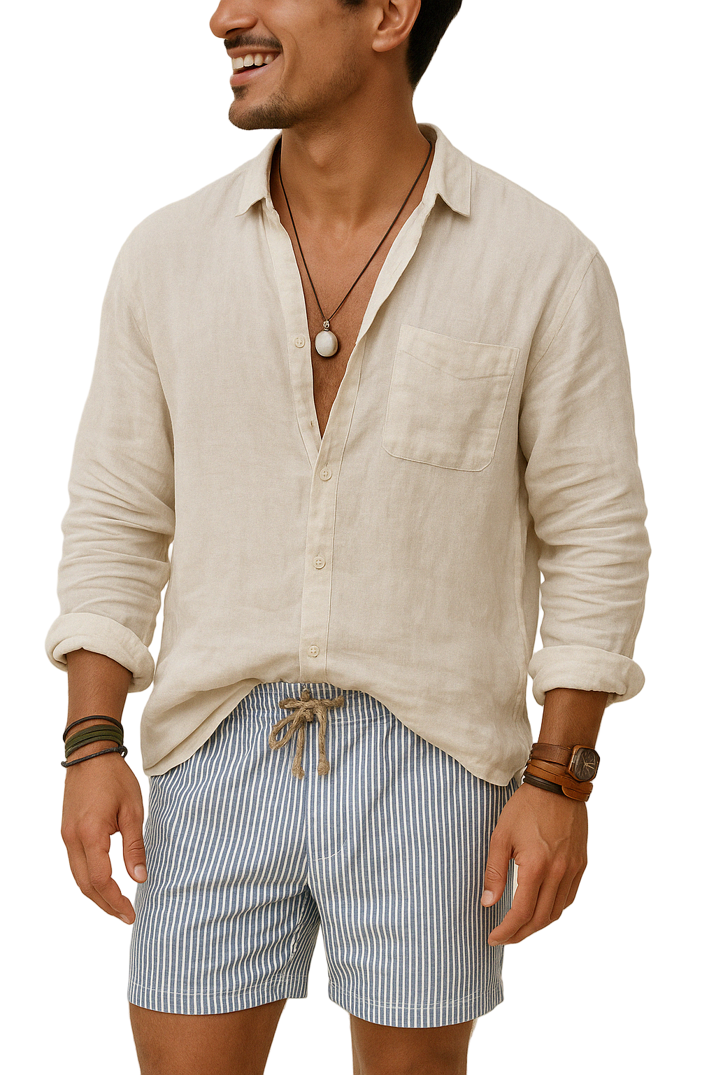 Herre Langermet Skjorte – Lett Bomulls- og Linblanding 0