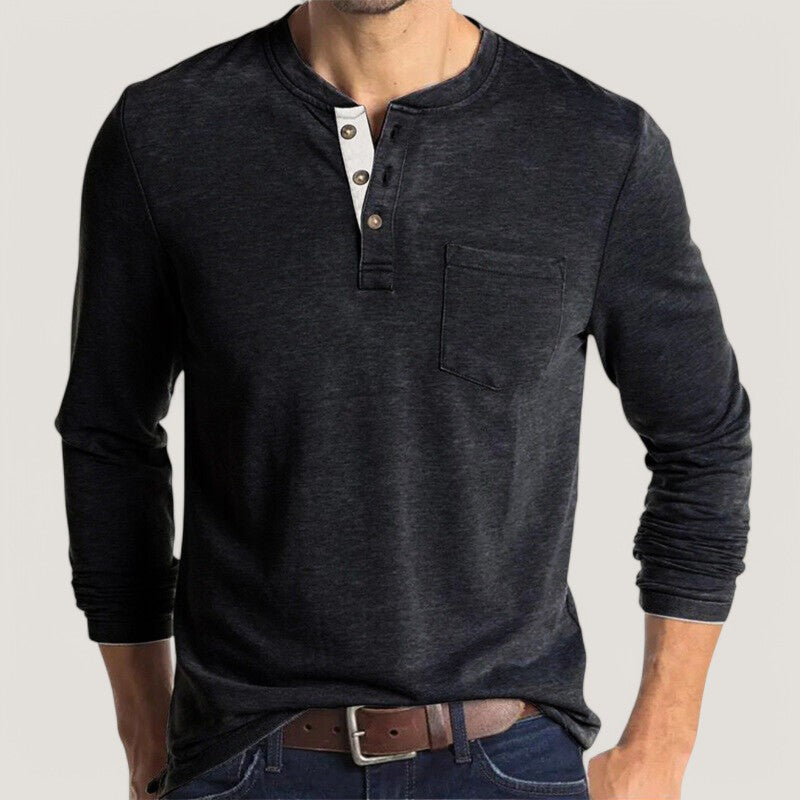 Herre Langermet T-skjorte Klassisk Design 4