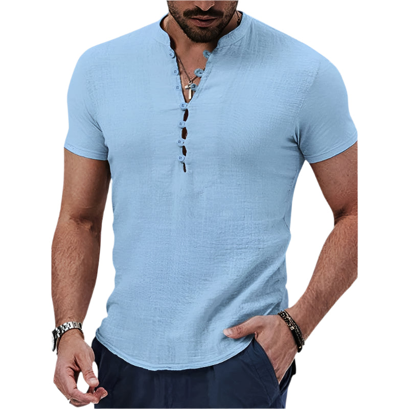 Herre Lin og Bomull Skjorte Vintage Lett Sommer 0