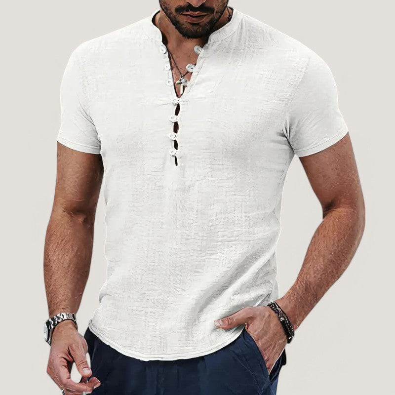 Herre Lin og Bomull Skjorte Vintage Lett Sommer 1