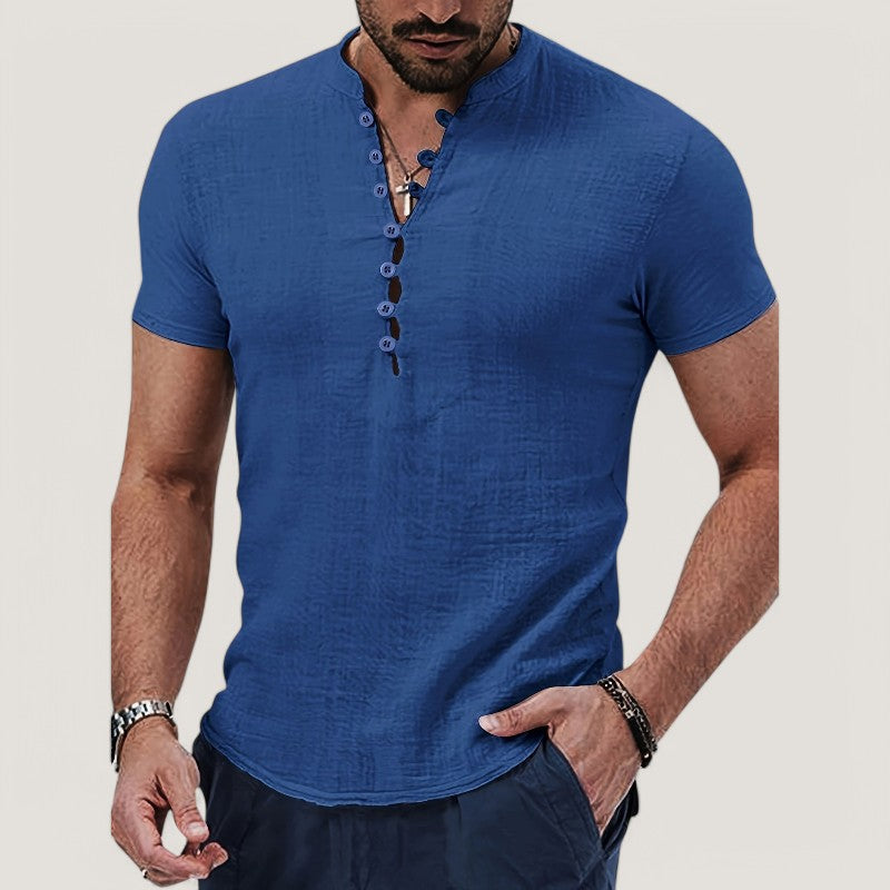 Herre Lin og Bomull Skjorte Vintage Lett Sommer 3