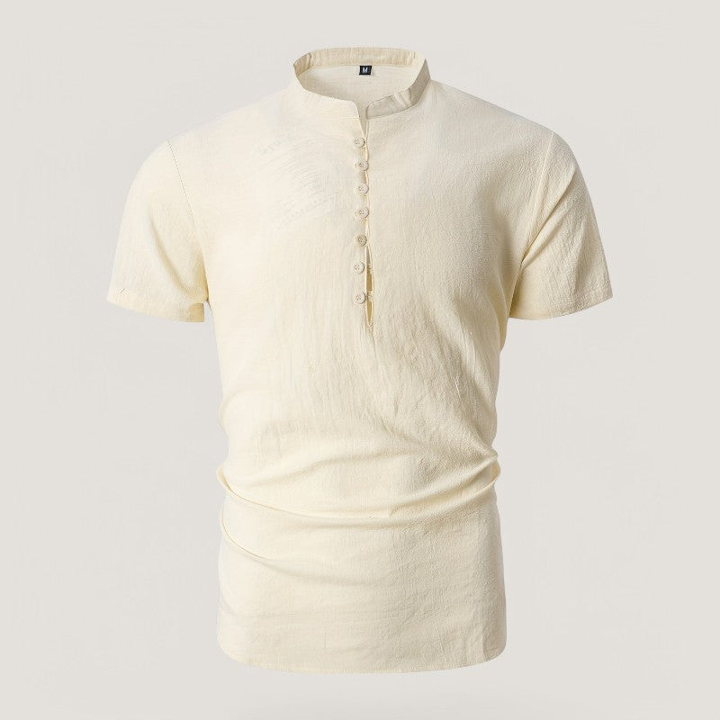 Herre Lin og Bomull Skjorte Vintage Lett Sommer 8