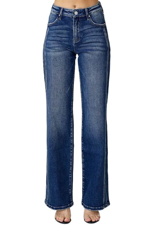 Herre Mid Rise Straight Jeans Mørk Denim 0
