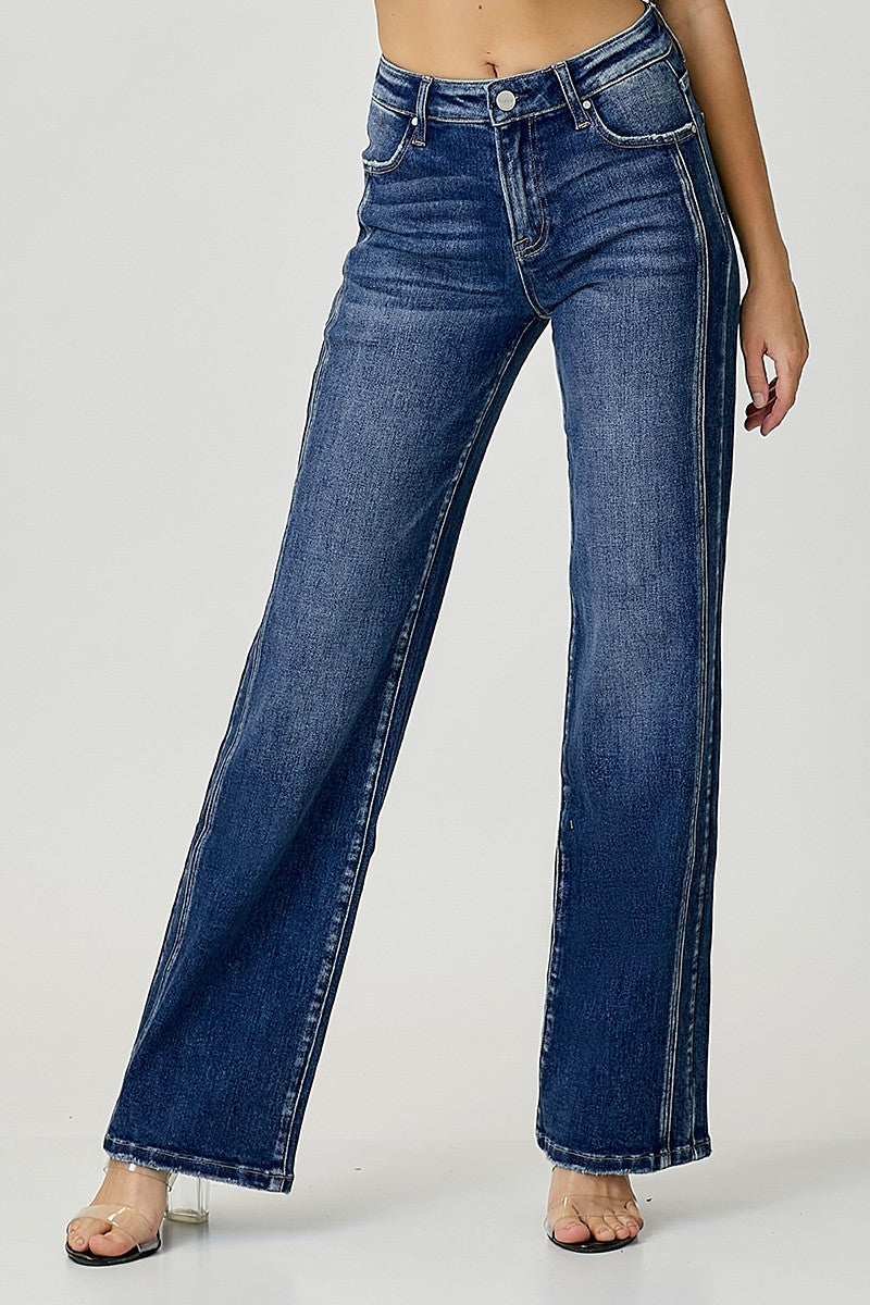 Herre Mid Rise Straight Jeans Mørk Denim 1