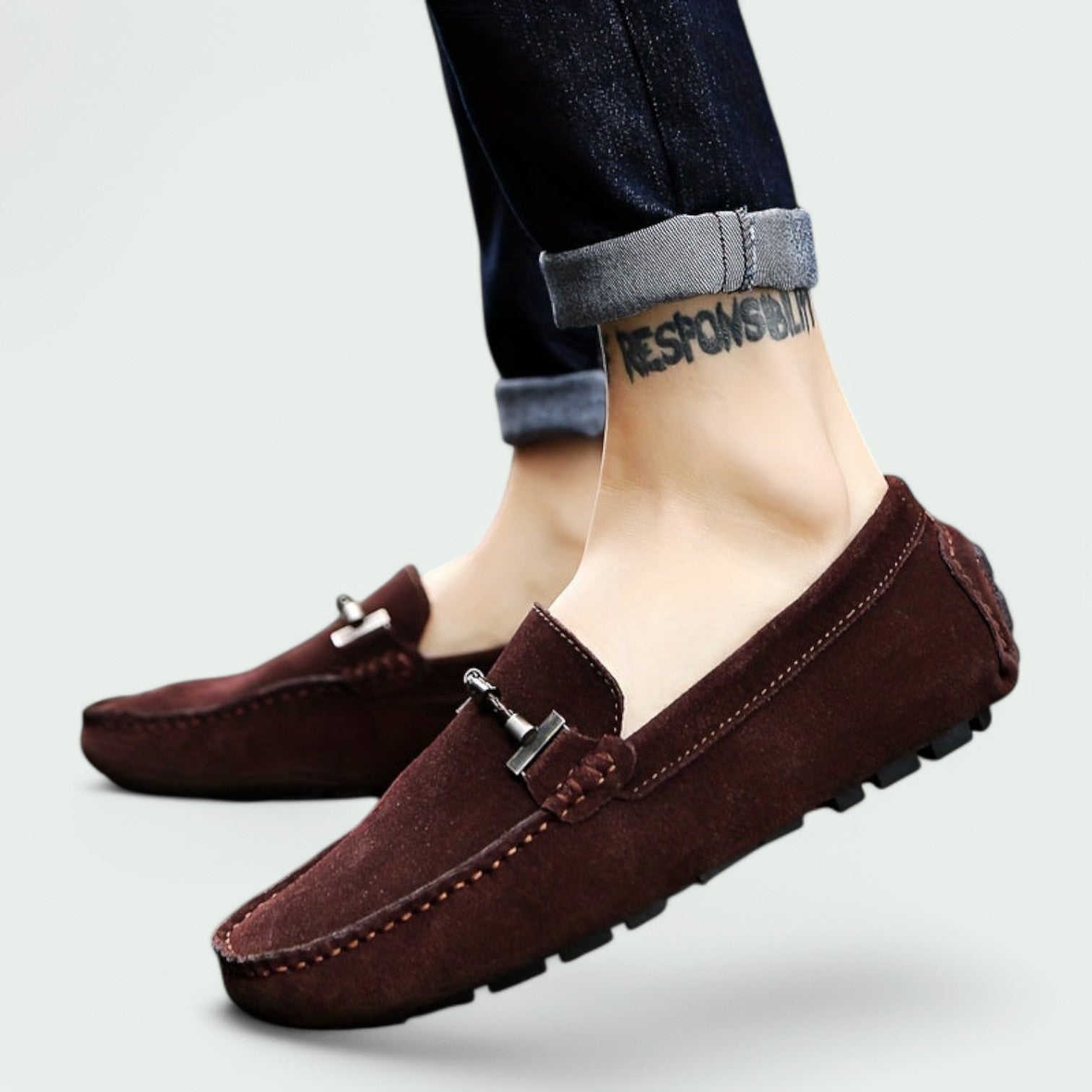 Herre Mokkasiner Slip-On Suede med Gummisåle 2