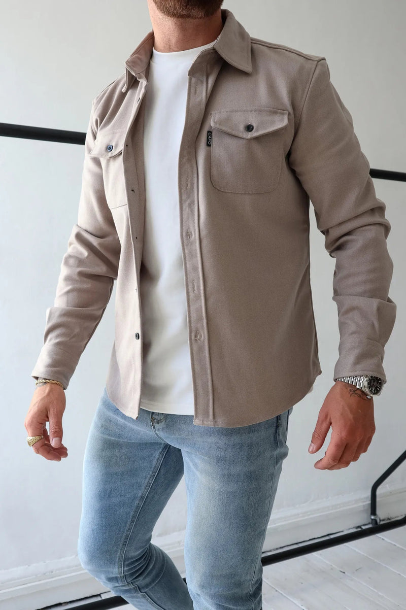 Herre Overhemdjacket med Knapper og Forlommer 2