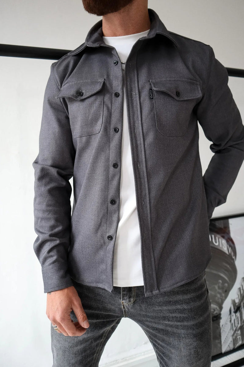 Herre Overhemdjacket med Knapper og Forlommer 5