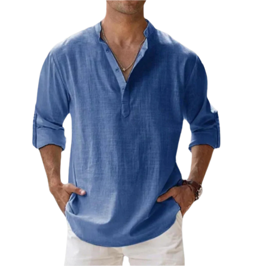 Herre Polo Lin Elegant Med Justerbare Ermer 0