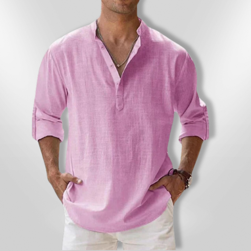 Herre Polo Lin Elegant Med Justerbare Ermer 12