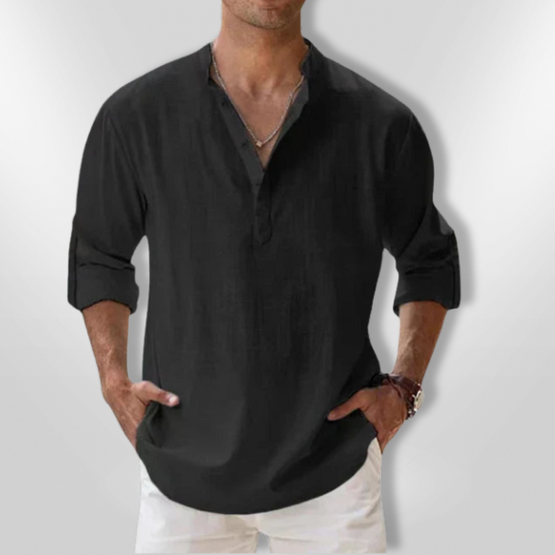 Herre Polo Lin Elegant Med Justerbare Ermer 3