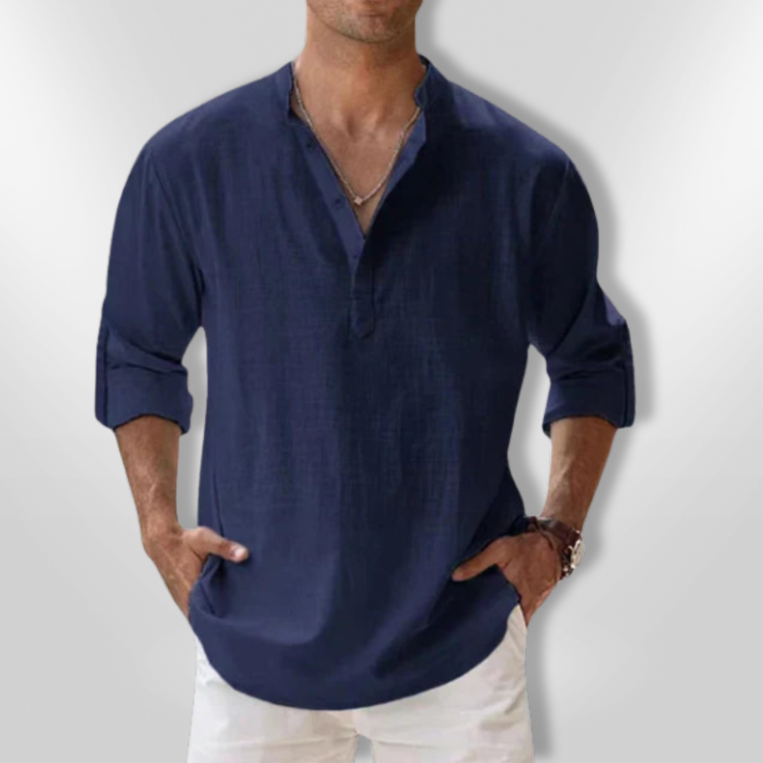 Herre Polo Lin Elegant Med Justerbare Ermer 5