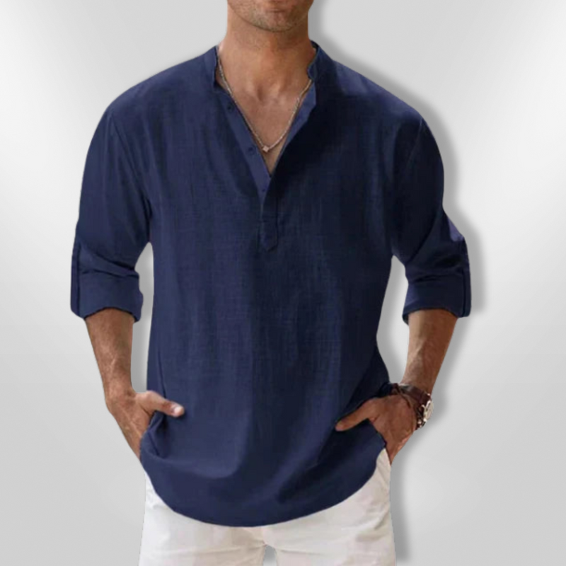 Herre Polo Lin Elegant Med Justerbare Ermer 5