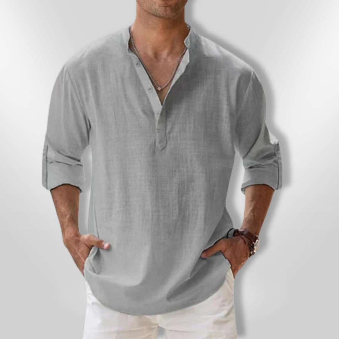 Herre Polo Lin Elegant Med Justerbare Ermer 7