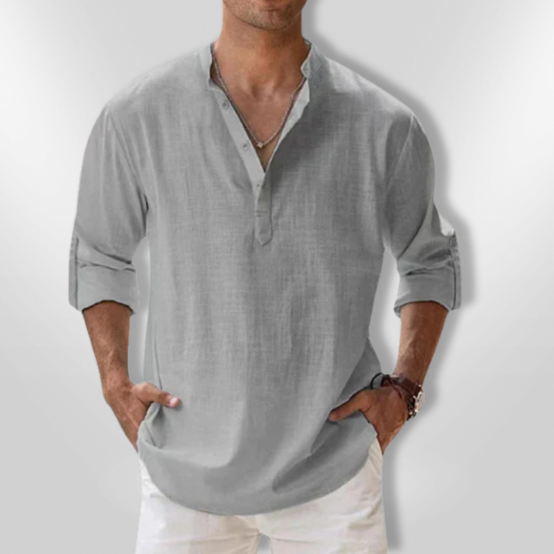 Herre Polo Lin Elegant Med Justerbare Ermer 7