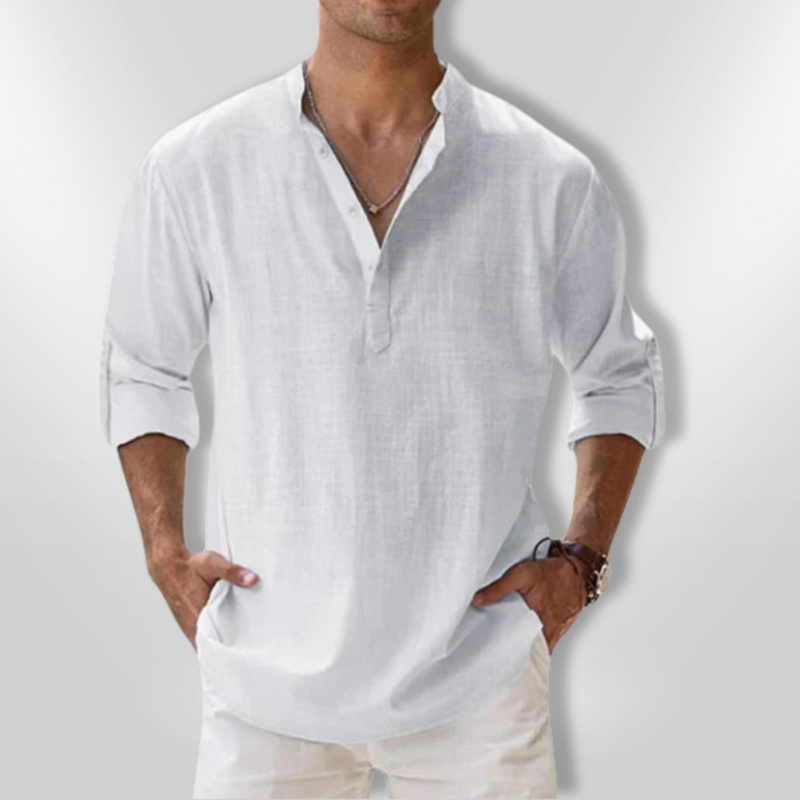 Herre Polo Lin Elegant Med Justerbare Ermer 9