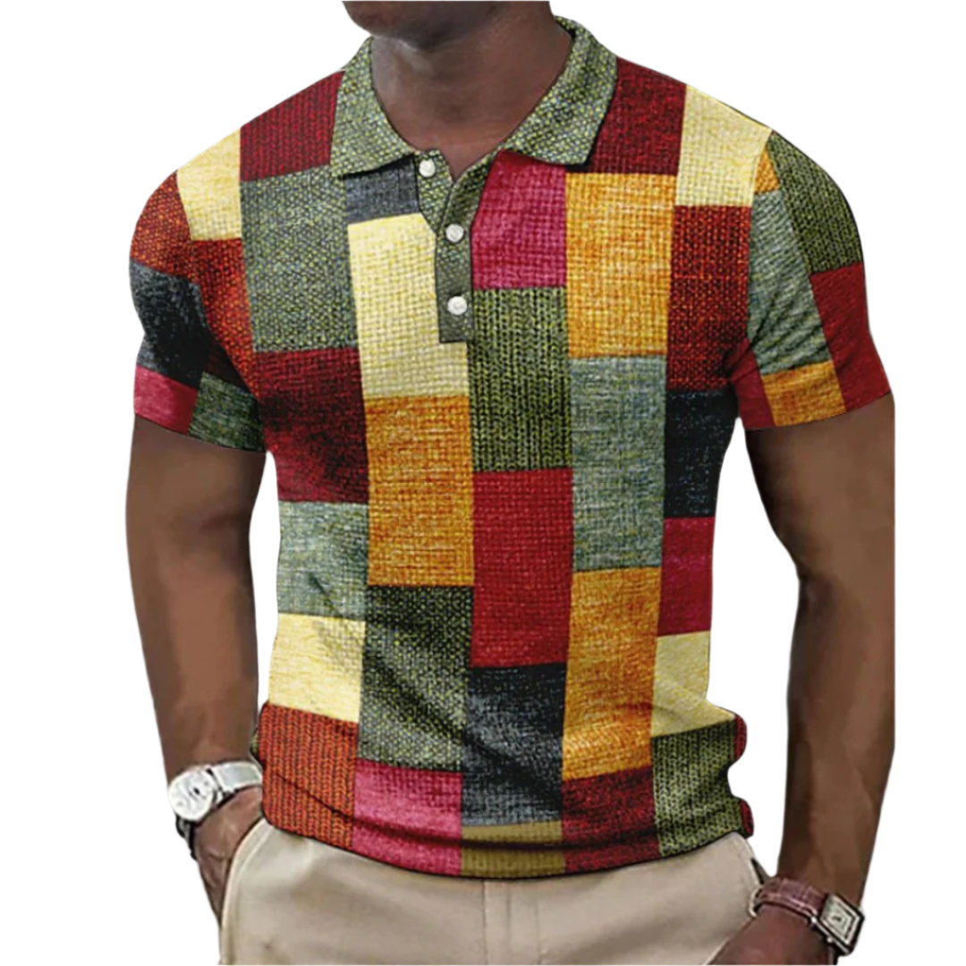 Herre Poloskjorte Rutete Design Bomull Klassisk Passform 0