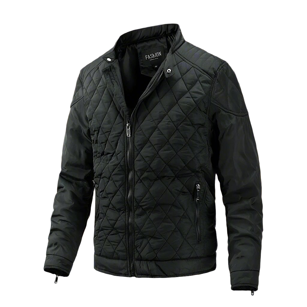 Herre Quilted Jakke – Slim Fit – Høy Krage – Glidelås 0