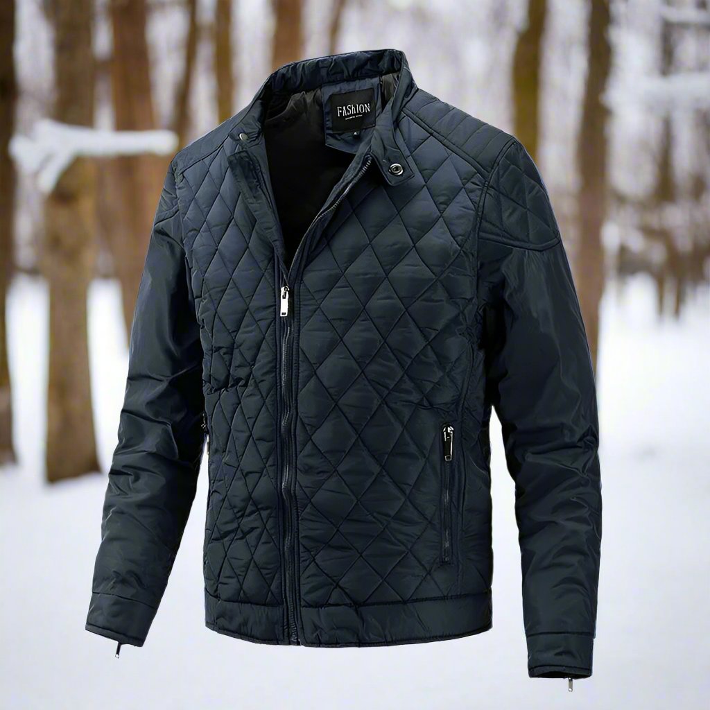 Herre Quilted Jakke – Slim Fit – Høy Krage – Glidelås 1